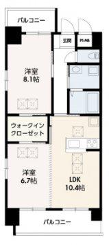ルネス舟入町(2LDK/8階)の間取り写真