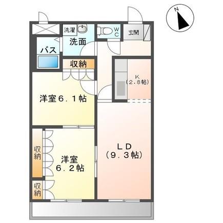 グランチェスタB棟(2LDK/3階)の間取り写真
