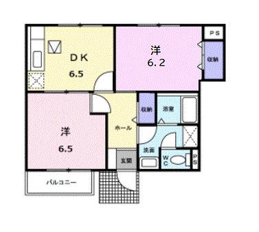 ラフィネT(2DK/1階)の間取り写真