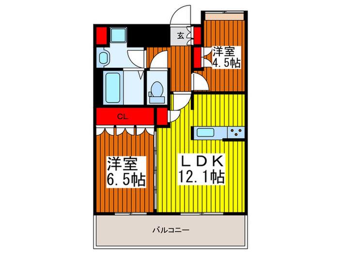 リボンシティコミュニティ(2LDK/11階)の間取り写真