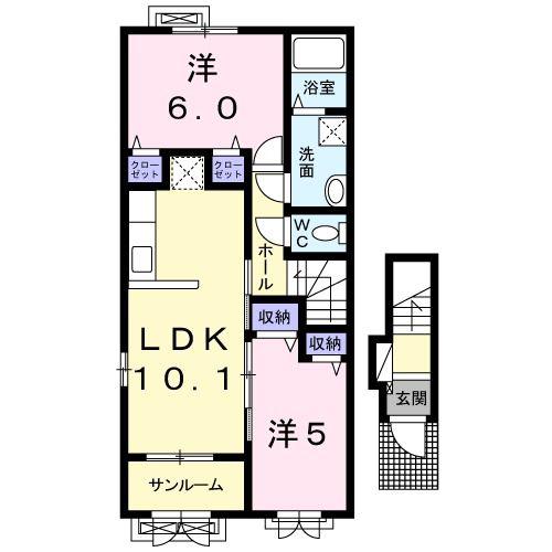 アルディ I(2LDK/2階)の間取り写真