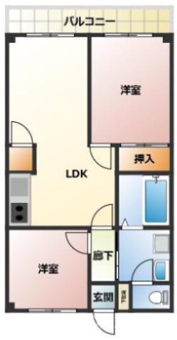 ハイツサウスウィンド(2LDK/2階)の間取り写真