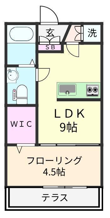 グリーングラス(1LDK/1階)の間取り写真