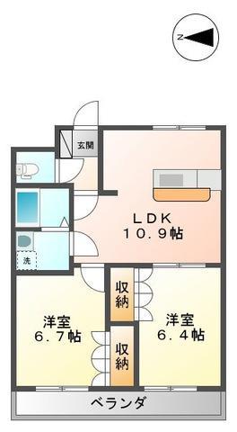 ラメルヴェール(2LDK/1階)の間取り写真
