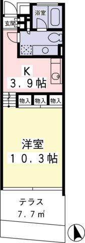 HI-ROOMS桜上水A(ワンルーム/1階)の間取り写真