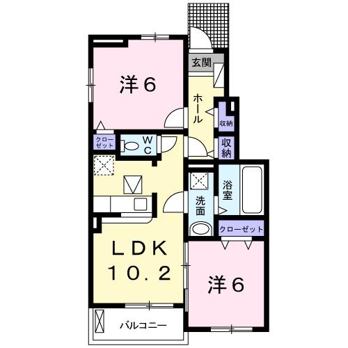プロスペリテ(2LDK/1階)の間取り写真