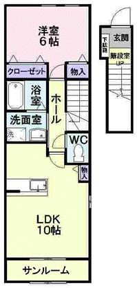メゾン早坂1番館(1LDK/2階)の間取り写真
