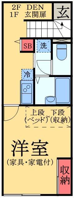 LP若葉(1K/2階)の間取り写真