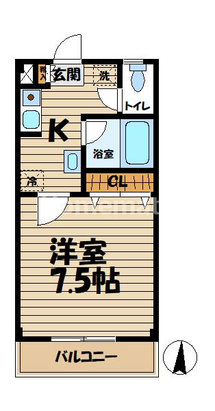 アリス鎌倉(1K/1階)の間取り写真