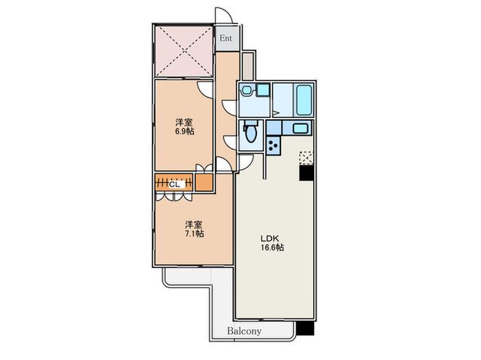 ラスターハウス(2LDK/1階)の間取り写真