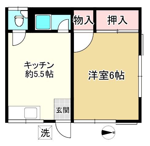 小野荘A(1K/2階)の間取り写真
