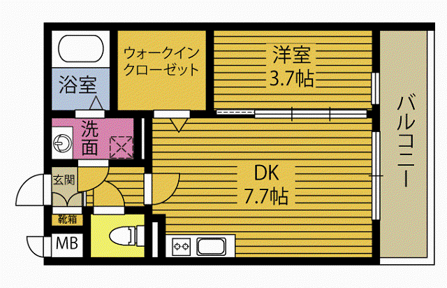 KAIN ROOMS HIRATA(1DK/2階)の間取り写真