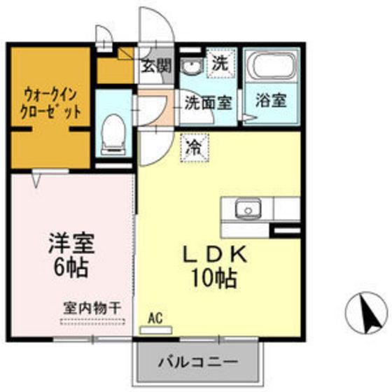 ヴィラシャルマンD棟(1LDK/2階)の間取り写真
