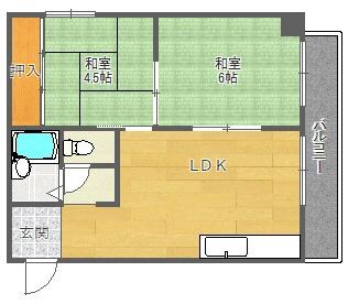 JPアパートメント吹田II(2DK/3階)の間取り写真