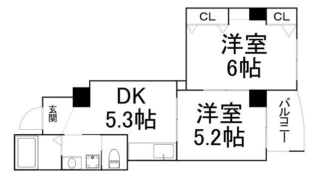 ヴィエントフレスコ(2DK/5階)の間取り写真