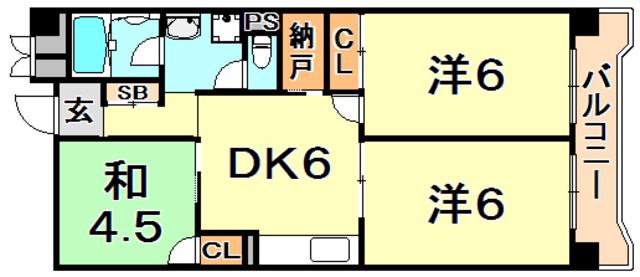 ビレッジハウス港島タワー1号棟(3DK/10階)の間取り写真