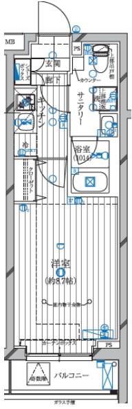 レガリス蒲田(1K/4階)の間取り写真