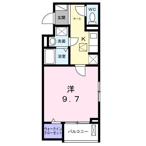 グランデュオ(1K/1階)の間取り写真