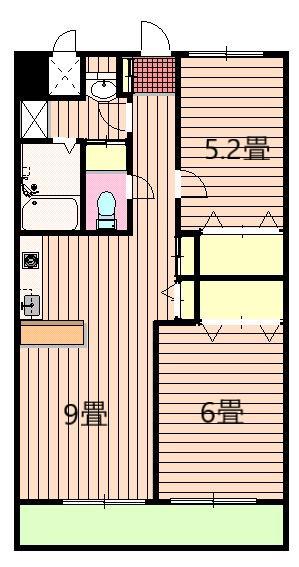 メイプル(2LDK/5階)の間取り写真