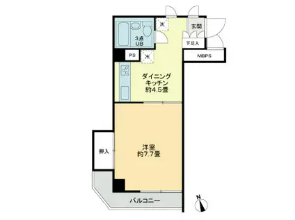 ライオンズマンションたまプラーザ第2(1DK/3階)の間取り写真