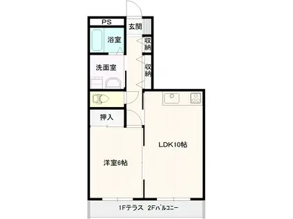 フレグランス(1LDK/2階)の間取り写真