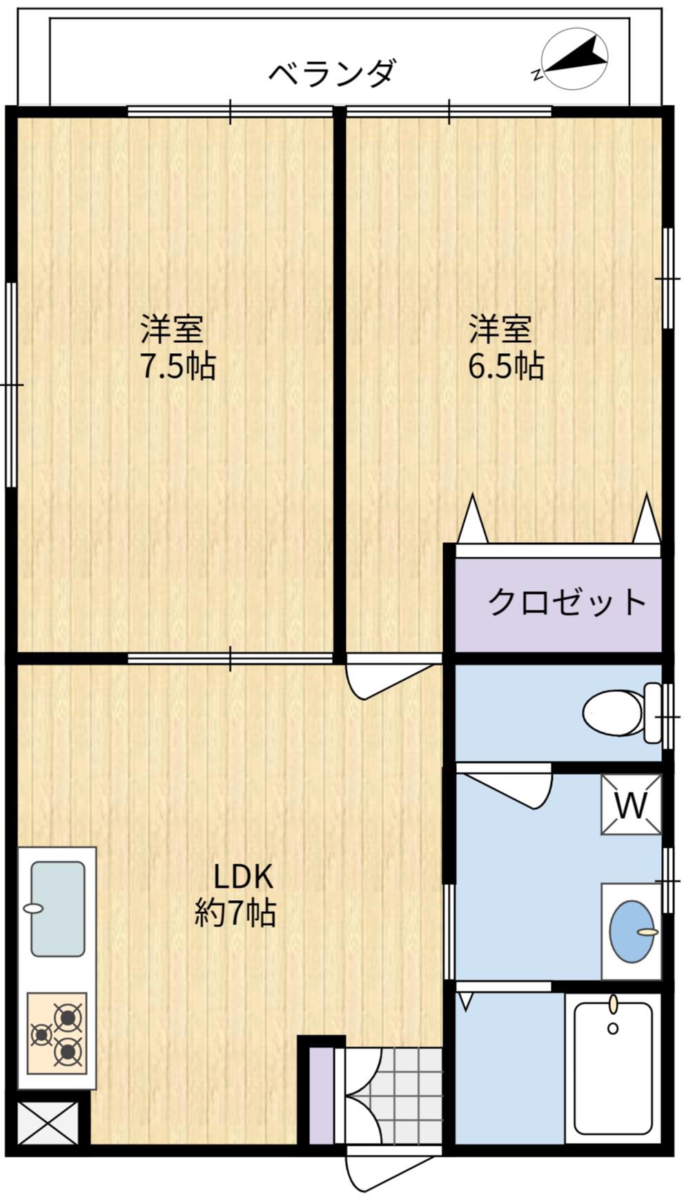 アルバ松島(2LDK/3階)の間取り写真