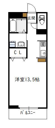 グリーンフィールド(ワンルーム/3階)の間取り写真
