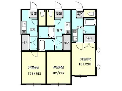 メゾンアイチ(1K/2階)の間取り写真