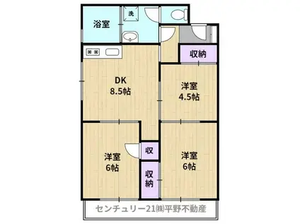 MARKSFORT津福(3LDK/5階)の間取り写真