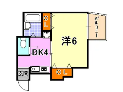 シャトー春日野(1DK/3階)の間取り写真