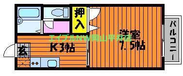 フェニックスC(1K/2階)の間取り写真