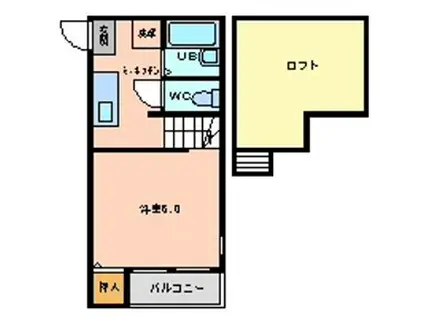 クーラン・プシュケ(1K/2階)の間取り写真