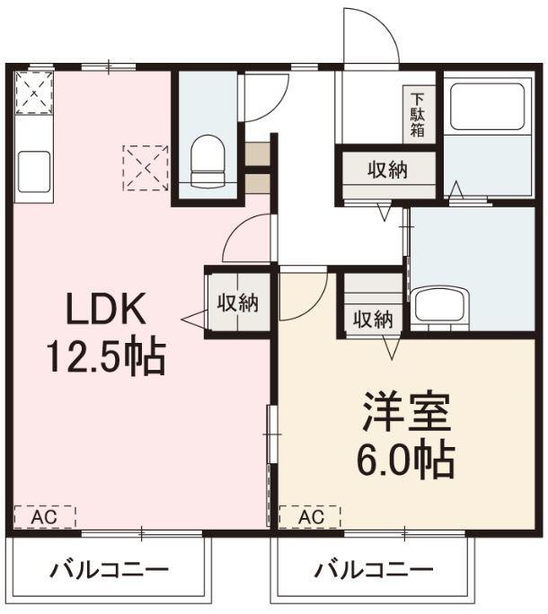 チェリーハイツ(1LDK/2階)の間取り写真