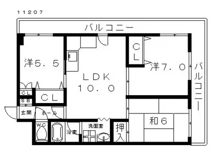 セレコート藤井寺(3LDK/6階)の間取り写真