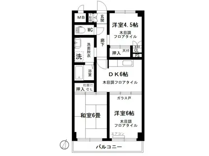 糸川マンション(3DK/3階)の間取り写真
