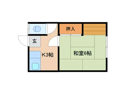 サニーサイドI(1K/2階)の間取り写真