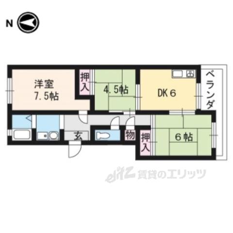 第二藤田マンション(3DK/5階)の間取り写真