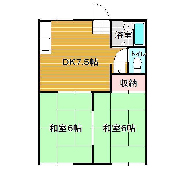 コーポセントポーリア(2DK/1階)の間取り写真