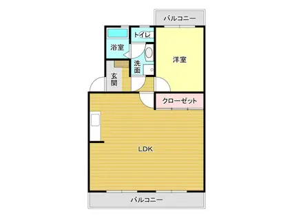 レジデンス曳馬(1LDK/3階)の間取り写真