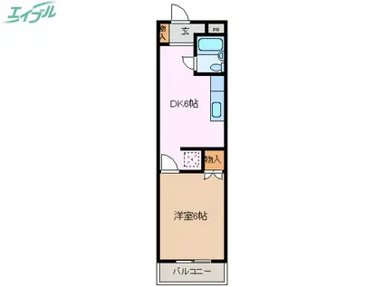 メゾンくわなM2(1DK/2階)の間取り写真