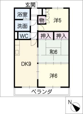コンフォート悠とぴあ(3DK/6階)の間取り写真