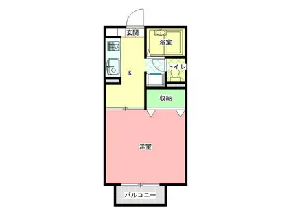 カサベルデ(1K/1階)の間取り写真