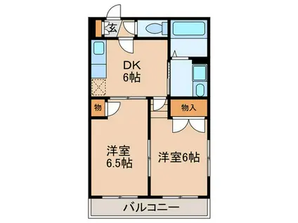 メゾン春里(2DK/1階)の間取り写真