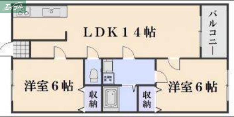 ライズガーデン 壱番館(2LDK/2階)の間取り写真