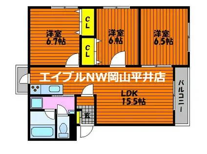 カーサソラーレ(3LDK/3階)の間取り写真