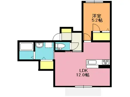 FIORE III(1LDK/1階)の間取り写真