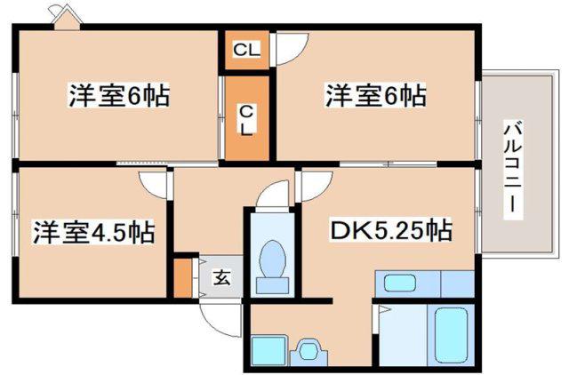 ユッセ・マナハウスB(3DK/2階)の間取り写真