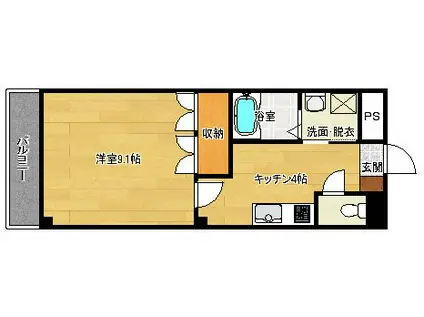 アセント西原(1K/1階)の間取り写真