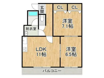 ドルシスI(2LDK/2階)の間取り写真