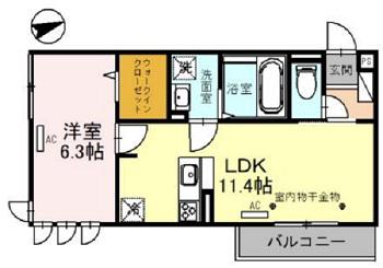 ハピラインふくい 鯖江駅 車で15分 3階建 築4年(1LDK/2階)の間取り写真